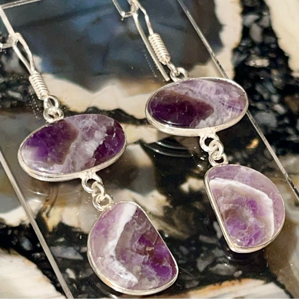 Purple Amethyst Earrings 2 1/4”
